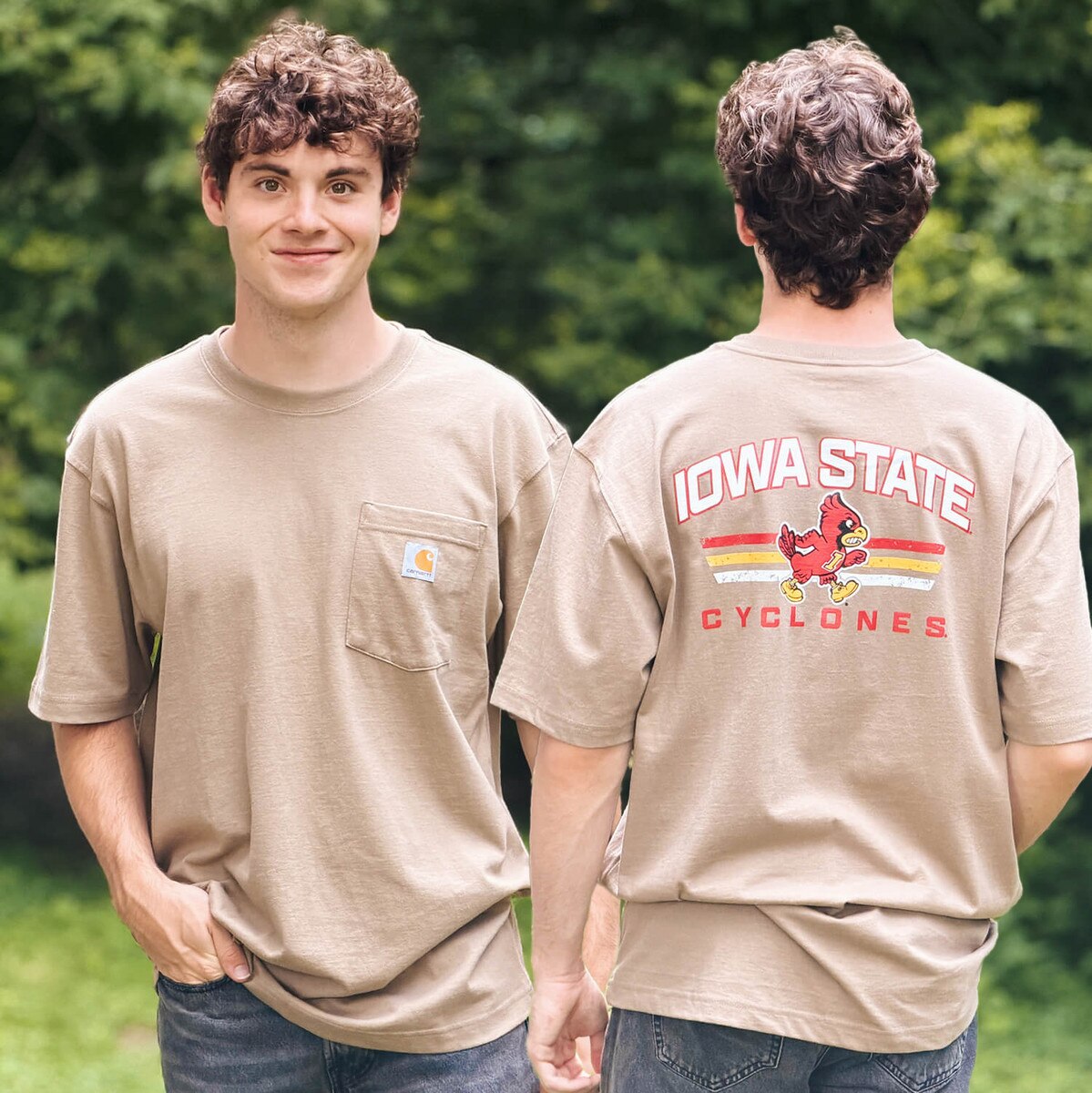 Carhartt Walking Cy Desert Brown Short Sleeve T-Shirt front and back